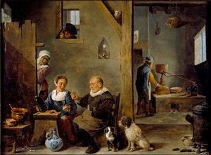 Yaşlı bir Adamın Kadından Cin satın aldığı bir İçki Fabrikası, c1640-1649
