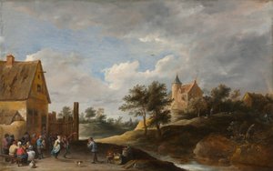 Köylülerin Dans Ettiği Manzara, c. 1645-1650. by David Teniers the Elder