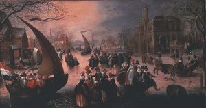 Gentry buz yelkenli kışın bir köy by David Vinckboons
