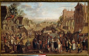 Kermesse. Bir köyde parti. David Vinckboons (veya Vinckeboons veya Vinkeboos 1576-1629) tarafından yapılan boyama by David Vinckeboons