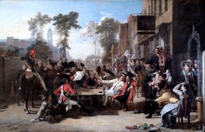 Waterloo Sevkini Okuyan Chelsea Emeklileri (tuval üzerine yağlı boya) by David Wilkie
