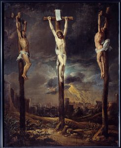 David Teniers tarafından Le Calvary Tablosu I Le Vieux (1582-1649) 17. yüzyıl Güneşi. 0,86x0,69 m by David the Elder Teniers
