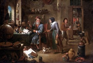 Simyacının ofisi (tuval üzerine yağlı boya) by David the Elder Teniers