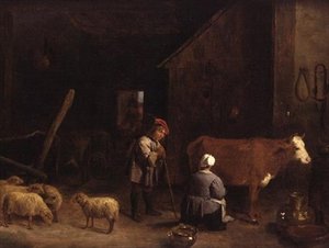 Ahırda bir sütçü kızla konuşan bir Çoban Çocuk by David Teniers the Younger