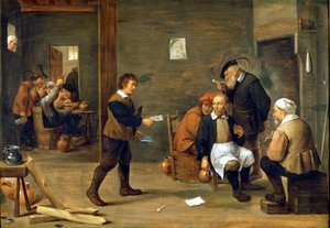 Bir grup adam bir bacanın önünde ısınıyor. David Teniers dit Le Jeune (1610 - 1690) Milan, Museo del castello