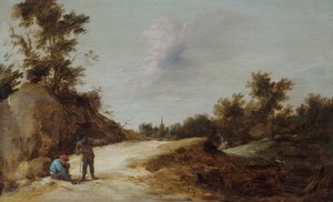 Kayalık, Ormanlık Bir Manzarada Bir Yolda Dinlenen Köylüler by David Teniers the Younger