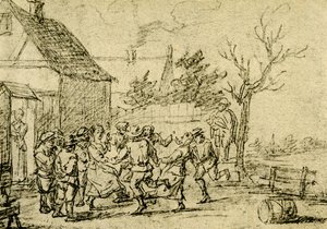 Bir evin önünde dans eden köylüler by David Teniers the Younger
