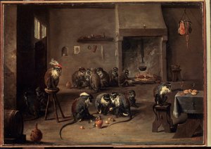 Mutfakta maymunlar. David Teniers