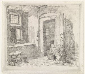 Açık kapı ile iç by David van der Kellen