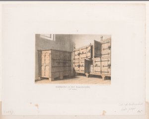 Dolaplar, 12. yüzyıl Değerli bir bornozun içinde küçülüyor. (12. yüzyıl) (nesne üzerindeki başlık) by David van der Kellen