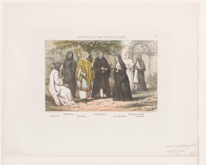 On İkinci Yüzyılda Din Adamlarının Kostümleri On İkinci Yüzyılın Din Adamları (nesne üzerindeki başlık) by David van der Kellen