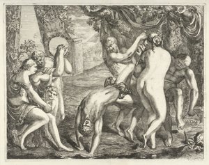Bir Bacchanal ile Peyzaj by David van der Plas