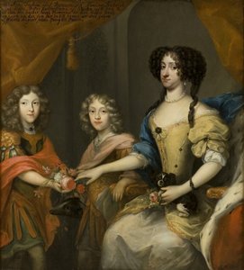 Anna Sofia, Danimarka prensesi, Saksonya seçmeni, oğulları Johann Georg ve Friedrich August ile birlikte, c.1680