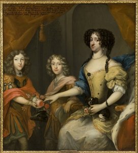 Danimarka Prensesi Anne Sophie ve iki oğlu, Saksonya IV. John George (1668-1694) ve Saksonya Frederic Augustus (II. Ağustos, Polonya Kralı) (1670-1733) - Danimarka Anna Sophie (1647-1717), Seçmen oğulları John George ve Frederick Augus ile Saksonya