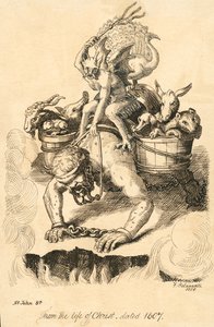 Bir iblis tarafından basılan adam (gravür) by Delamotte Delamotte