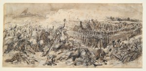 Savaş Sahnesi (Arapların saldırısına karşı 2. Hafif Süvari Çalışması) by Denis Auguste Marie Raffet