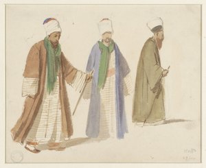 Kaffa'da üç dervişin kostüm çalışmaları by Denis Auguste Marie Raffet