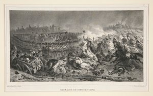 Retraite de Constantine adlı altı kişilik bir setten Arapların saldırısına direnen 2. Hafif Süvari by Denis Auguste Marie Raffet