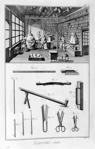Kürkçüler, astarlı duvarları ve kirişlerden sarkan postları olan dükkan, 1751-1777