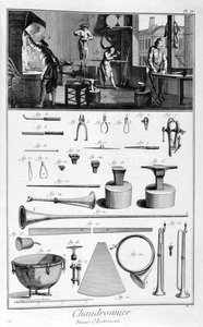 Bir Hırdavatçının içi ve aletlerin planları, 1751-1777
