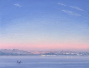 Piccola Gölü üzerinde şafak by Derek Hare