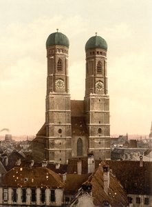 Frauenkirche, Münih, Bavyera, Almanya, Fotokrom Baskı, c.1900 by Detroit Publishing Co.