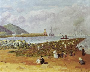 La escollera (kırıcı veya dalgakıran). Dario de Regoyos'un (1875-1913) tablosu. Tuval üzerine yağlıboya. İspanyol İzlenimciliği. Barselona'daki Montserrat Monistrol Müzesi.