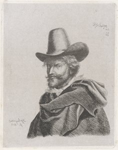 Pelerin ve silindir şapka ile Peter Paul Rubens portresi