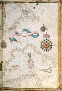 Korsika, Sardunya ve Sicilya, bir dünya atlasından detay, 1565