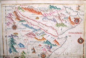 Mısır ve Suudi Arabistan, bir dünya atlasından detay, 1565
