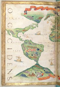 Amerika, dünya atlasından detay, 1565 (parşömen)