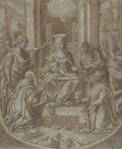 Bir Nakış için Magi Karikatürünün Hayranlığı, 1587-89. by Diego Lopez de Escuriaz.