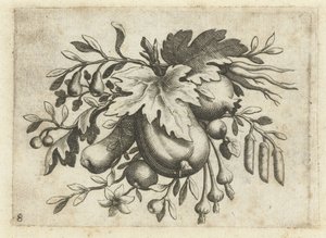 Festoen van vruchten Seyahat için kullanışlı küçük meyve kitabı (seri başlığı) by Dietrich Krüger (attributed to)
