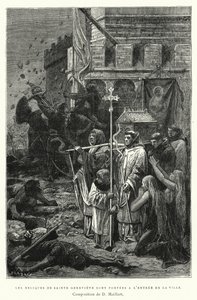 Saint Genevieve'in Kalıntıları Şehrin Girişinde Taşınıyor (gravür) by Diogene Ulysse Napoleon Maillart