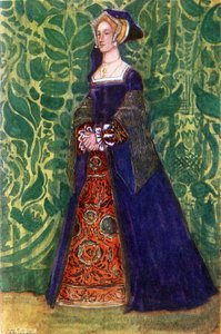 Woman s costume in reign of Henry VIII (1509-1547) by Dion Clayton Calthrop