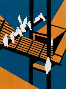 Liman Güvercinleri (indirgenmiş lino) by Dione Verulam