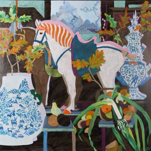 Sonbahar Başlarında Atlar, 2016 (tuval üzerine yağlıboya) by Dione Verulam