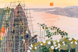 Gün Doğarken Erkekler, Hindistan, 2020 (kolaj) by Dione Verulam