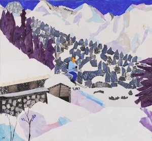 Ski-ing home, 2015 (kolaj) by Dione Verulam