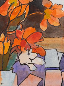 Laleler (suluboya ve mürekkep) by Dione Verulam