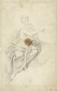 Bulutlarda oturan bir peri veya tanrıça çalışması by Dionys van Nijmegen (possibly)
