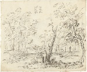 Heykeller ile merdivenli bahçe by Dionys van Nijmegen (possibly)