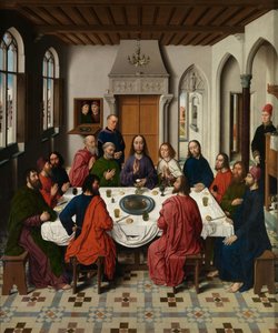 Kutsal Ayinin Altarpiece'inden Son Akşam Yemeği Üç Parçasının Detayı, c.1464-68 (panel üzerine yağlı boya)