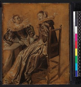 Bir masada oturan iki bayan, 1625-1628 by Dirck Hals