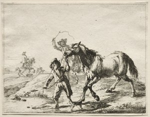Bir atı içmeye götüren bir çocuk by Dirck Stoop