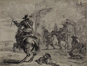 At Yetiştirme, Ahırın Yanında, Atlar Serisinden bir tabak by Dirck Stoop