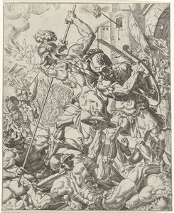 Asur ordusunun uçuşu Judit ve Holofernes (dizi adı) by Dirck Volckertsz. Coornhert (attributed to)
