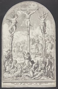 İsa iki hırsız arasında çarmıhta by Dirck Volckertsz. Coornhert