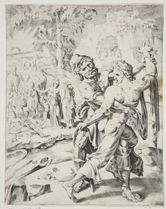 Yakup melekle güreşiyor by Dirck Volckertsz. Coornhert