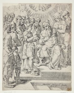 Yusuf rüyasını babasına anlatıyor by Dirck Volckertsz. Coornhert